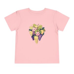 Pink toddler T-shirt with happy grapes illustration