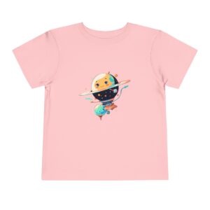 Pink toddler T-shirt with a cute planet and satellite graphic