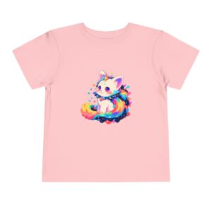 Pink toddler T-shirt with a cute unicorn cat graphic