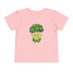 Pink toddler short sleeve tee with a cute broccoli character design