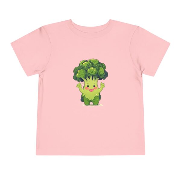 Pink toddler short sleeve tee with a cute broccoli character design