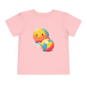 Pink toddler short sleeve tee with a cute beach ball illustration