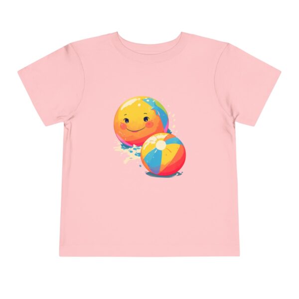 Pink toddler short sleeve tee with a cute beach ball illustration