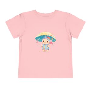 Pink toddler short sleeve tee with a cute umbrella illustration