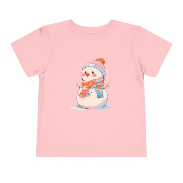 Pink toddler short sleeve tee with a cute snowman illustration