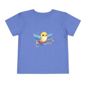 Blue toddler short sleeve tee with a cute baby bird illustration