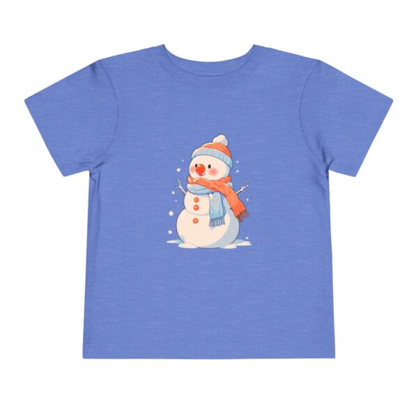 Blue toddler short sleeve tee with a cute snowman illustration