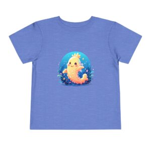 Blue toddler short sleeve tee with a cute sea cucumber illustration