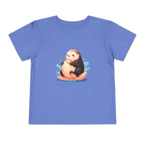 Blue toddler short sleeve tee with a cute sea otter illustration