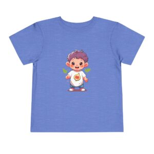 Light blue toddler short sleeve tee with a cute smiling fig character design