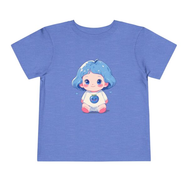 Blue toddler T-shirt with a cute blueberry character illustration