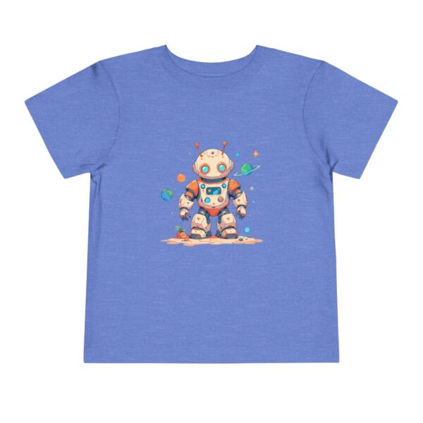 Blue toddler T-shirt with a cute robot and planets graphic