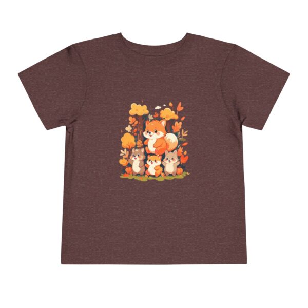 Brown toddler short sleeve tee with a cute autumn forest illustration