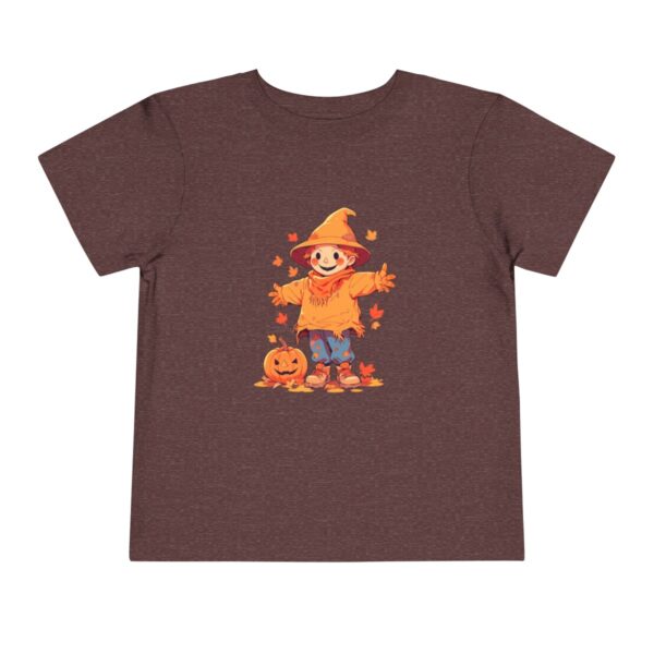 Brown toddler short sleeve tee with a cute scarecrow illustration