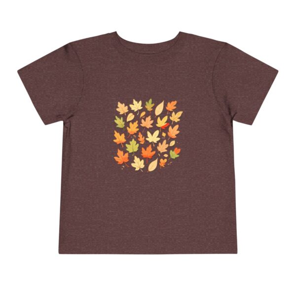 Brown toddler short sleeve tee with a cute autumn leaves illustration