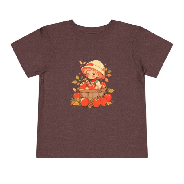 Brown toddler short sleeve tee with a cute apple picking design