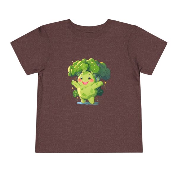 Brown toddler short sleeve tee with a cute broccoli character design