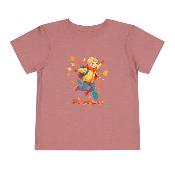 Pink toddler short sleeve tee with a cute autumn leaves illustration