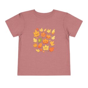 Pink toddler short sleeve tee with a cute autumn leaves illustration