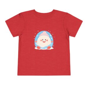 Red toddler short sleeve tee with cute smiling igloo illustration