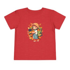 Red toddler short sleeve tee with a cute harvest scene illustration