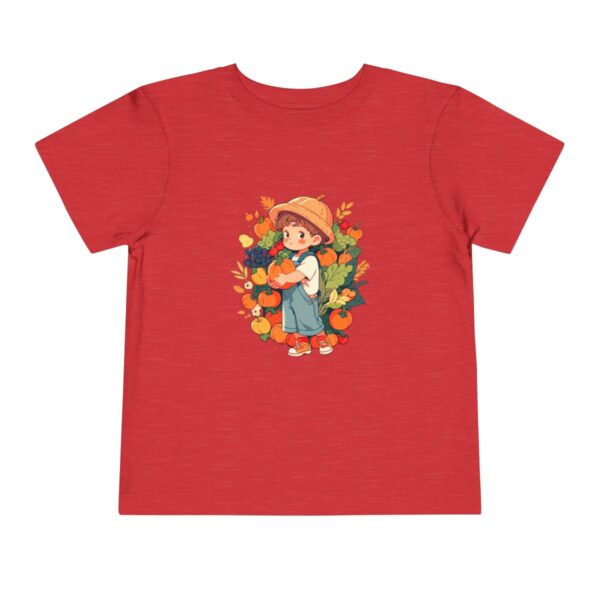 Red toddler short sleeve tee with a cute harvest scene illustration