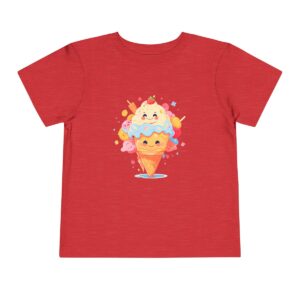 Red toddler short sleeve tee with a cute ice cream illustration