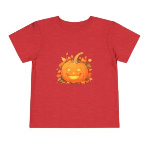 Red toddler short sleeve tee with a cute pumpkin illustration