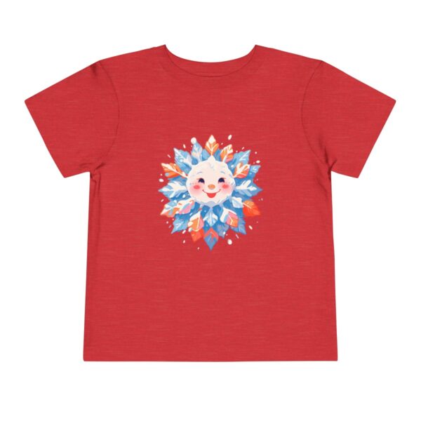 Red toddler short sleeve tee with a cute snowflake illustration