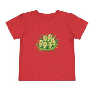 Red toddler short sleeve tee with cute smiling peas in a pod design