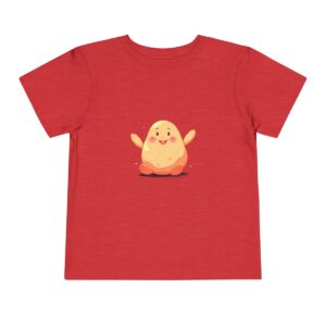 Red toddler short sleeve tee with a cute smiling potato character design