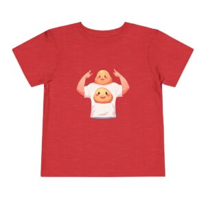 Red toddler short sleeve tee with a cute smiling potato character design