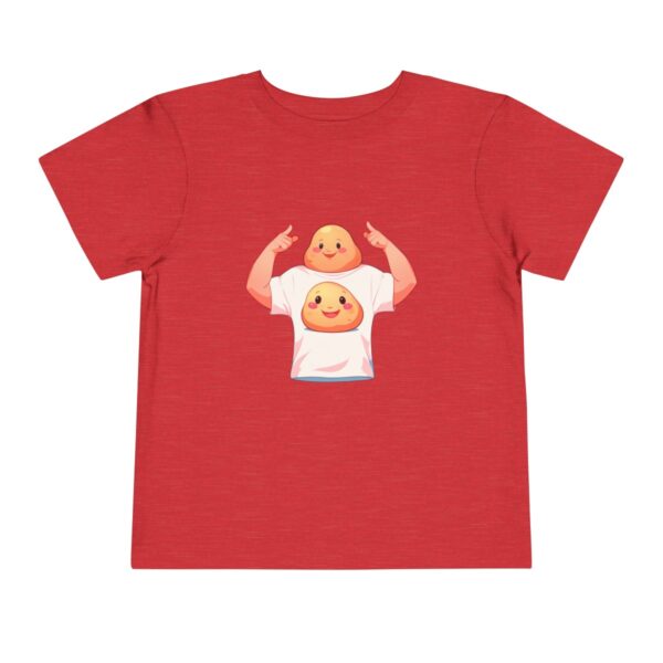 Red toddler short sleeve tee with a cute smiling potato character design