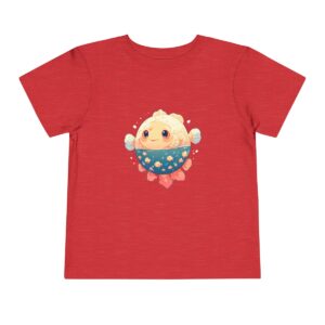 Red toddler T-shirt with a cute pufferfish character