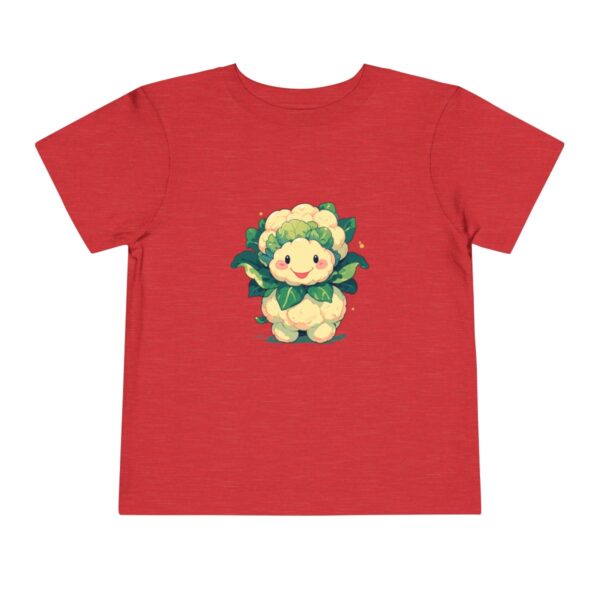 Red toddler T-shirt with a cute cauliflower character