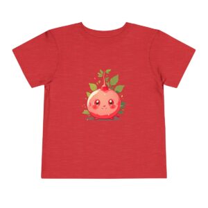 Red toddler T-shirt with a cute pomegranate character