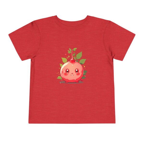 Red toddler T-shirt with a cute pomegranate character