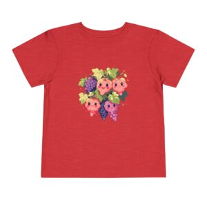 Red toddler T-shirt with happy grapes illustration