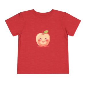 Red toddler T-shirt with a happy apple illustration