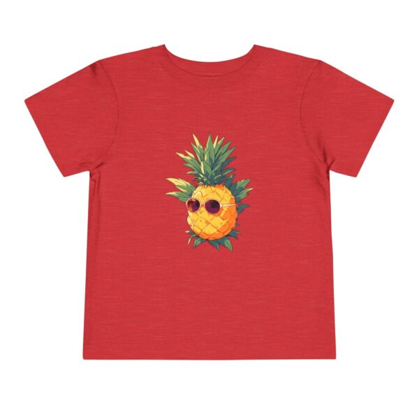 Red toddler T-shirt with a cool pineapple wearing sunglasses illustration