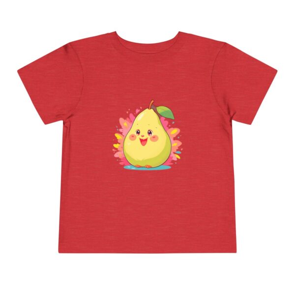 Red toddler T-shirt with happy pear illustration