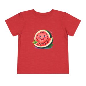 Red toddler T-shirt with happy watermelon illustration