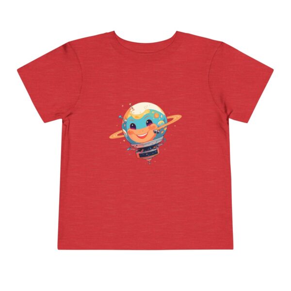 Red toddler T-shirt with a cute planet and satellite graphic