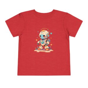 Red toddler T-shirt with a cute robot and planets graphic