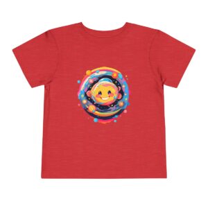 Red toddler T-shirt with a cute smiling planet graphic