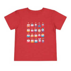 Red toddler short sleeve tee with a cute birthday banner design