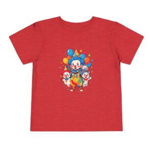 Red toddler short sleeve tee with a cute clown characters design