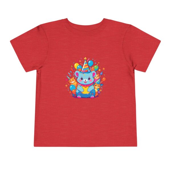 Red toddler short sleeve tee with a cute birthday animals design