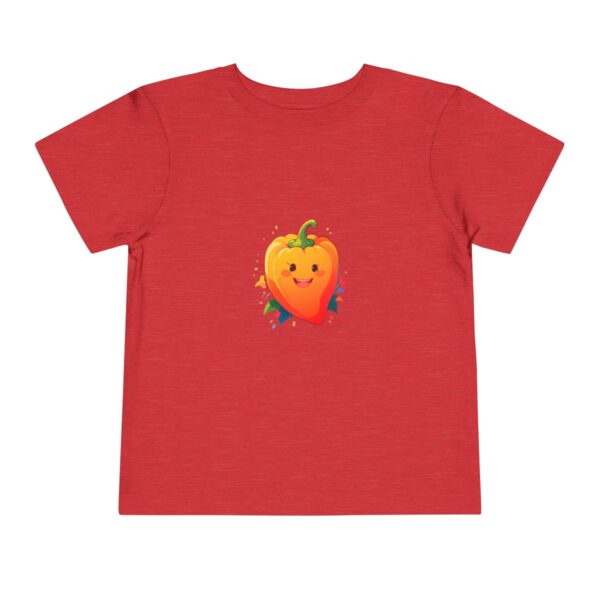 Red toddler short sleeve tee with a cute bell pepper character design