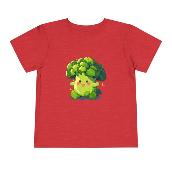 Red toddler short sleeve tee with a cute broccoli character design